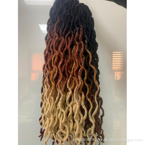Kaneka fiber 1b 27 30 burgundy ombre gypsy locs hair extensions braids, 18 inch pre looped wavy gypsy faux locs crochet braids